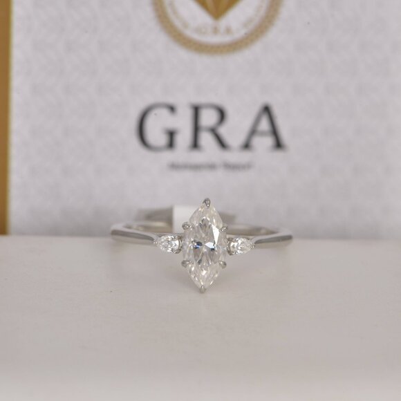 1.2 ct Moissanite Marquise Engagement Ring - Picture 6 of 8